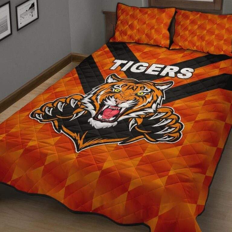 NRL Balmain Quilt Bed Set Tigers Orange Vibes No.1