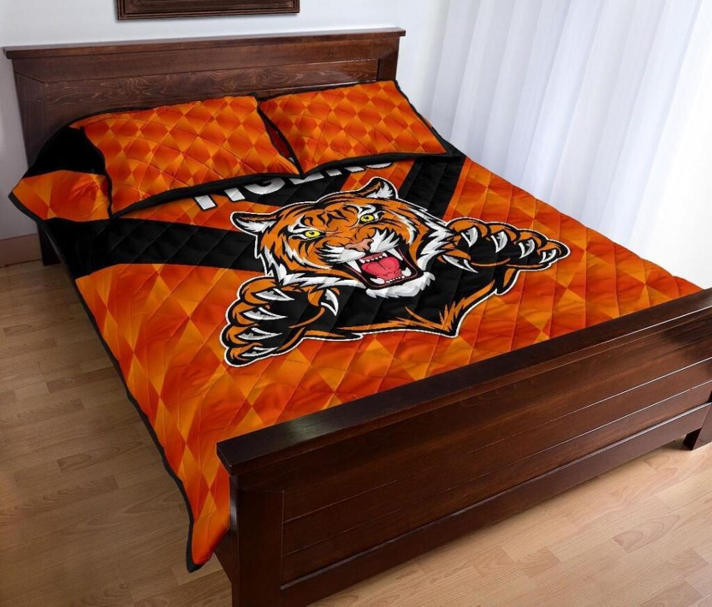 NRL Balmain Quilt Bed Set Tigers Orange Vibes No.1