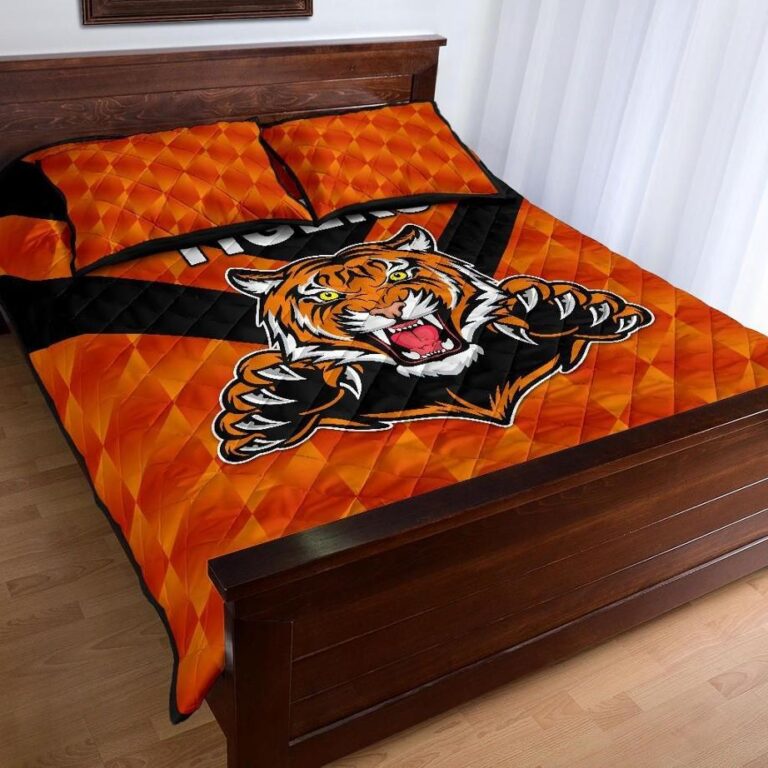 NRL Balmain Quilt Bed Set Tigers Orange Vibes No.1