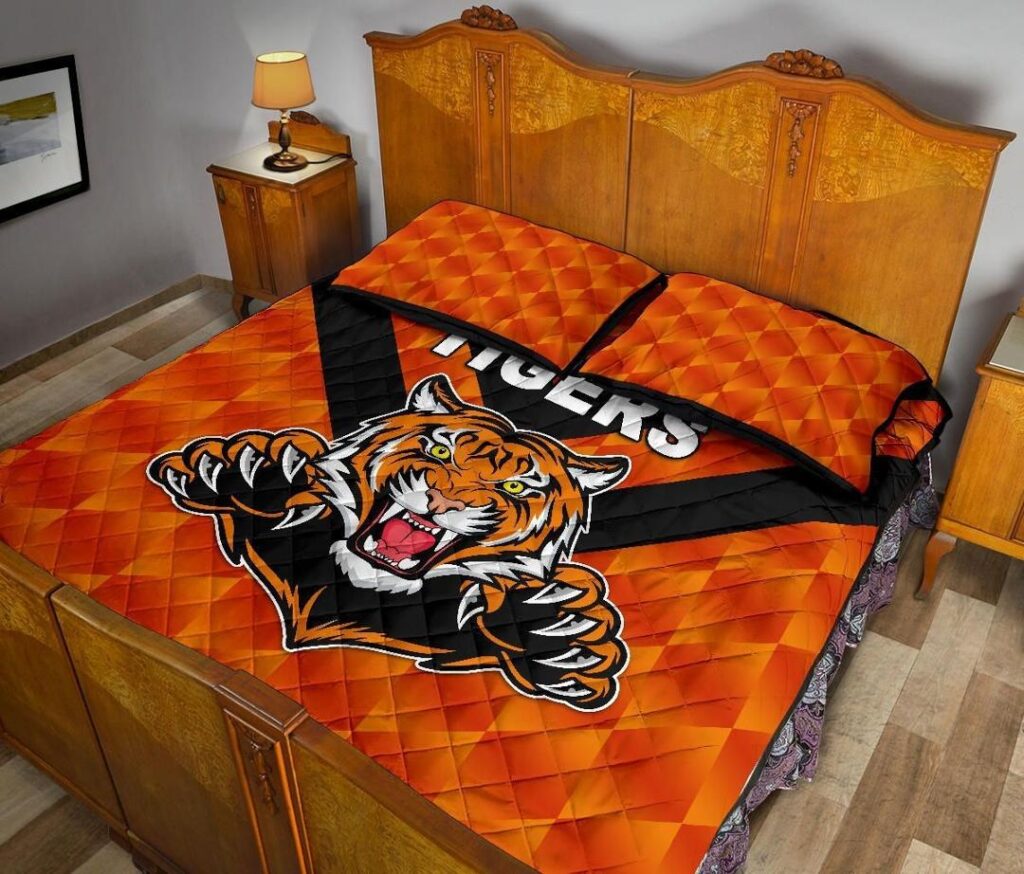 NRL Balmain Quilt Bed Set Tigers Orange Vibes No.1