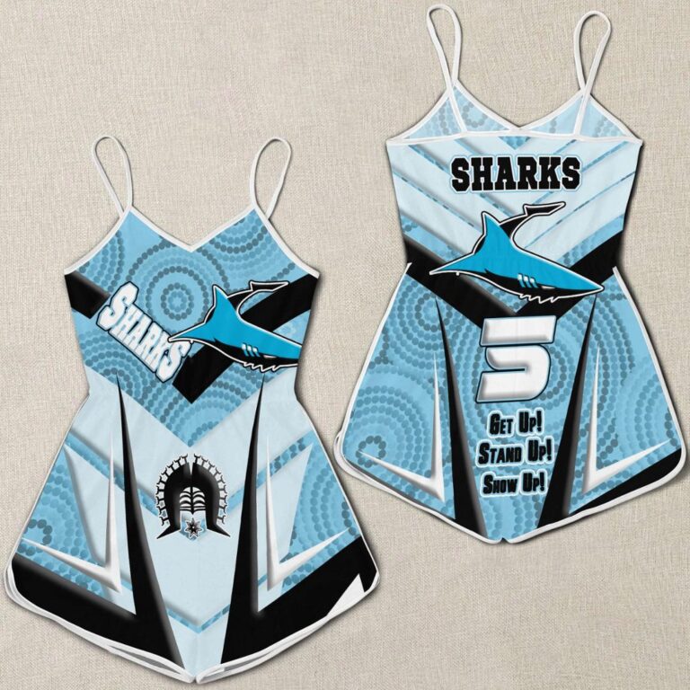 NRL Cronulla-Sutherland Sharks Naidoc 2022 Sporty Style Women Rompers A35