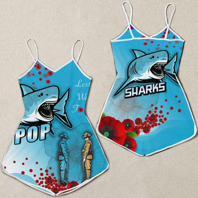 NRL Cronulla-Sutherland Sharks Anzac Day - Lest We Forget - Rugby Team Women Rompers