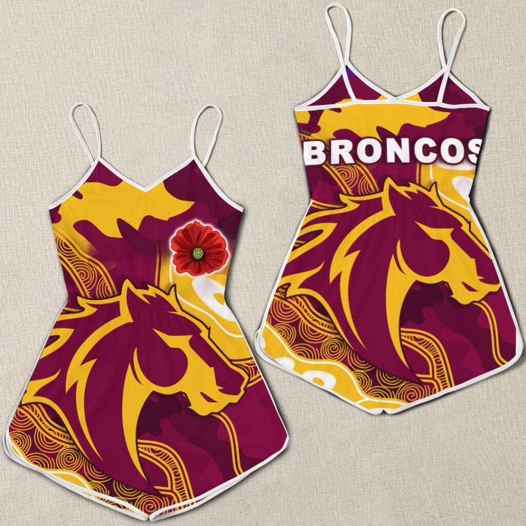 NRL Brisbane Broncos Anzac Day - Lest We Forget - Rugby Team Women Rompers