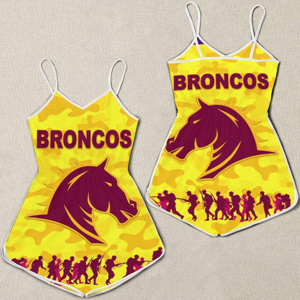 NRL Brisbane Broncos Anzac Day Gold Style - Rugby Team Women Rompers