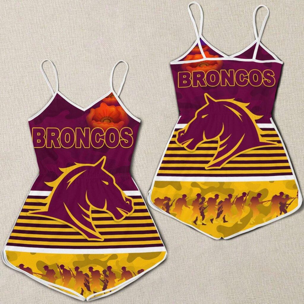 NRL Brisbane Broncos Anzac Day Limited Edition - Rugby Team Women Rompers