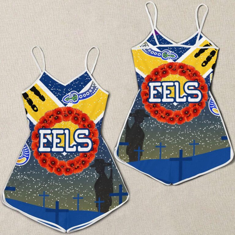 NRL Parramatta Eels Anzac Day, Poppy - Rugby Team Women Rompers