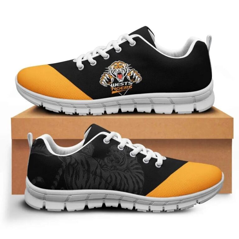 NRL Wests Tigers Gold Black Running Shoes