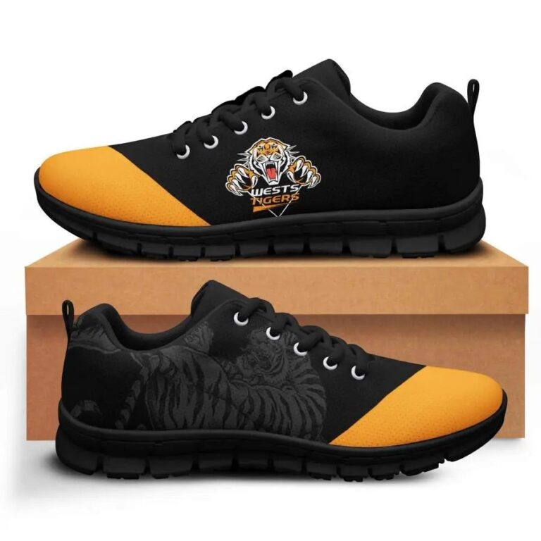NRL Wests Tigers Gold Black Running Shoes