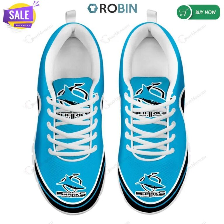 NRL Cronulla-Sutherland Sharks Blue Black Running Shoes