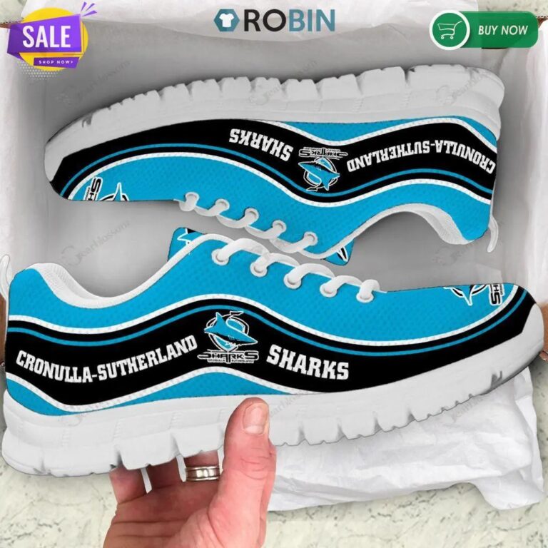 NRL Cronulla-Sutherland Sharks Blue Black Running Shoes