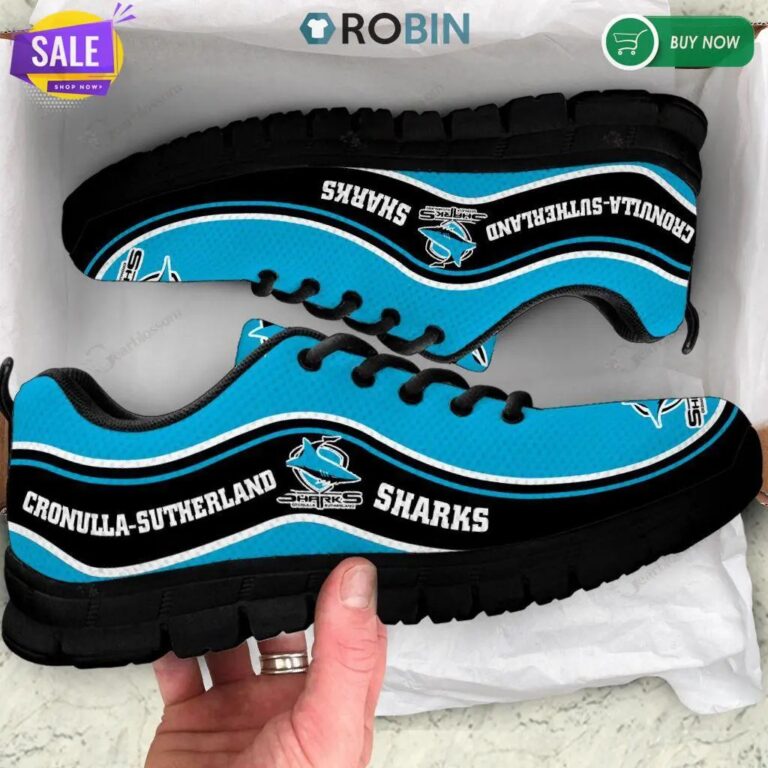 NRL Cronulla-Sutherland Sharks Blue Black Running Shoes