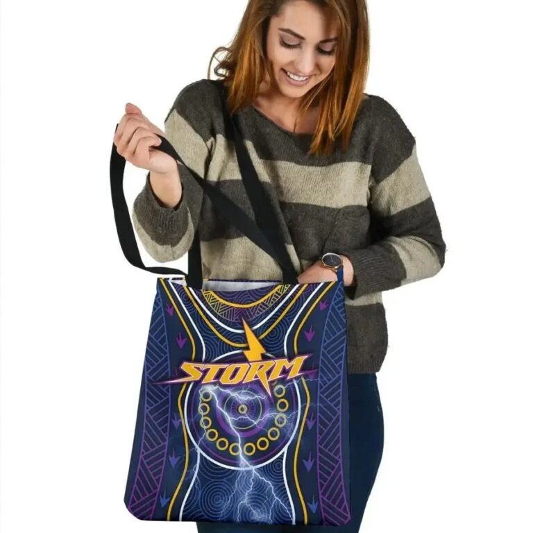 NRL Melbourne Storm Lightning Indigenous Tote Bag