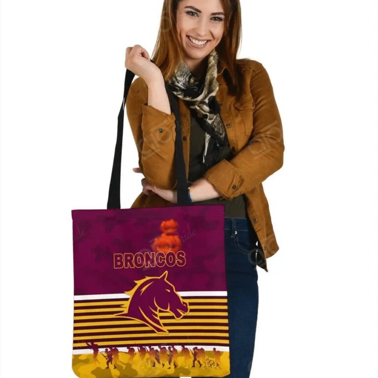 NRL Brisbane Broncos ANZAC Day Simple Style Maroon Tote Bag