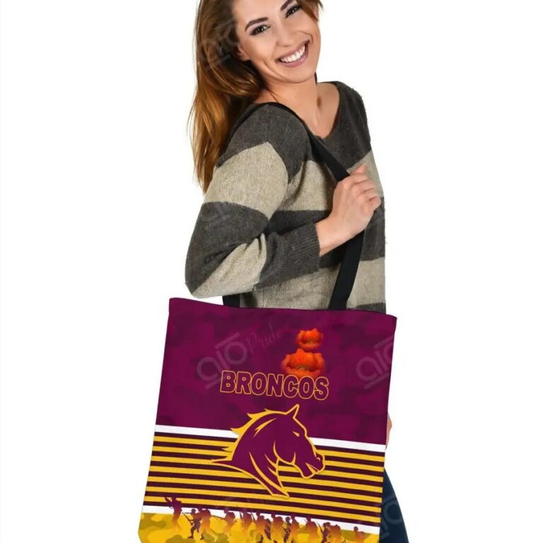 NRL Brisbane Broncos ANZAC Day Simple Style Maroon Tote Bag