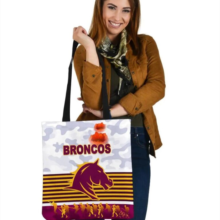 NRL Brisbane Broncos ANZAC Day Simple Style White Tote Bag