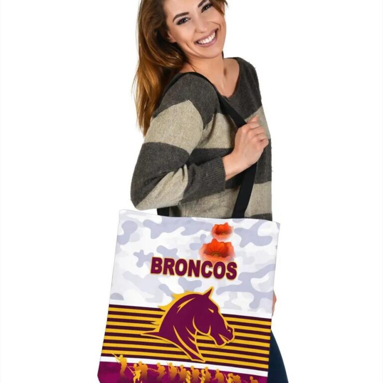 NRL Brisbane Broncos ANZAC Day Simple Style White Tote Bag