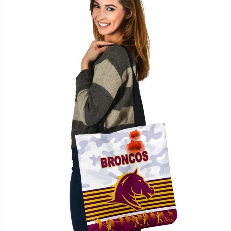 NRL Brisbane Broncos ANZAC Day Simple Style White Tote Bag