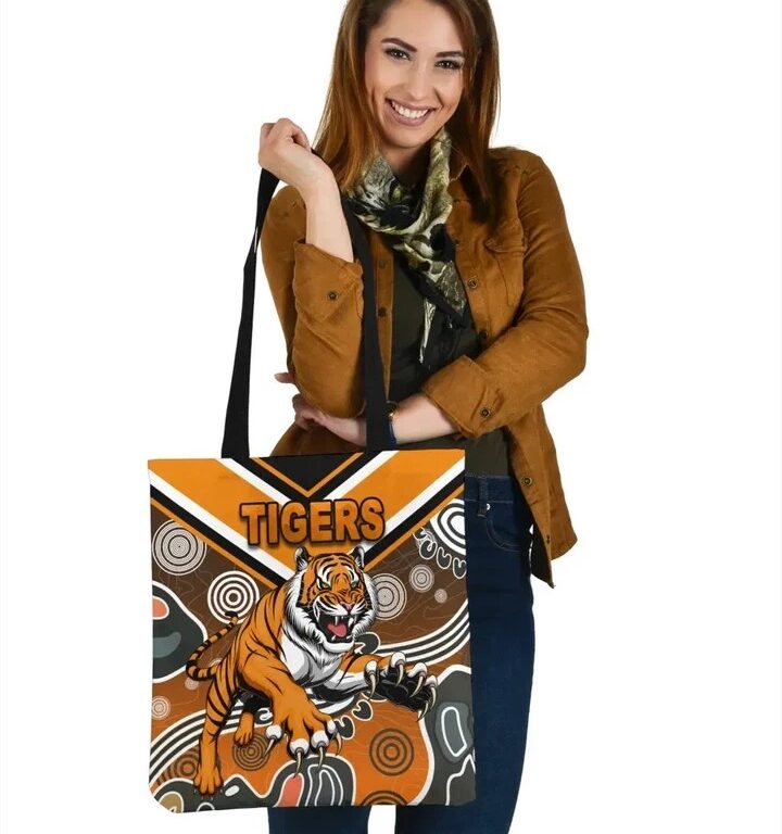 NRL Wests Tigers Orange Indigenous Tote Bag