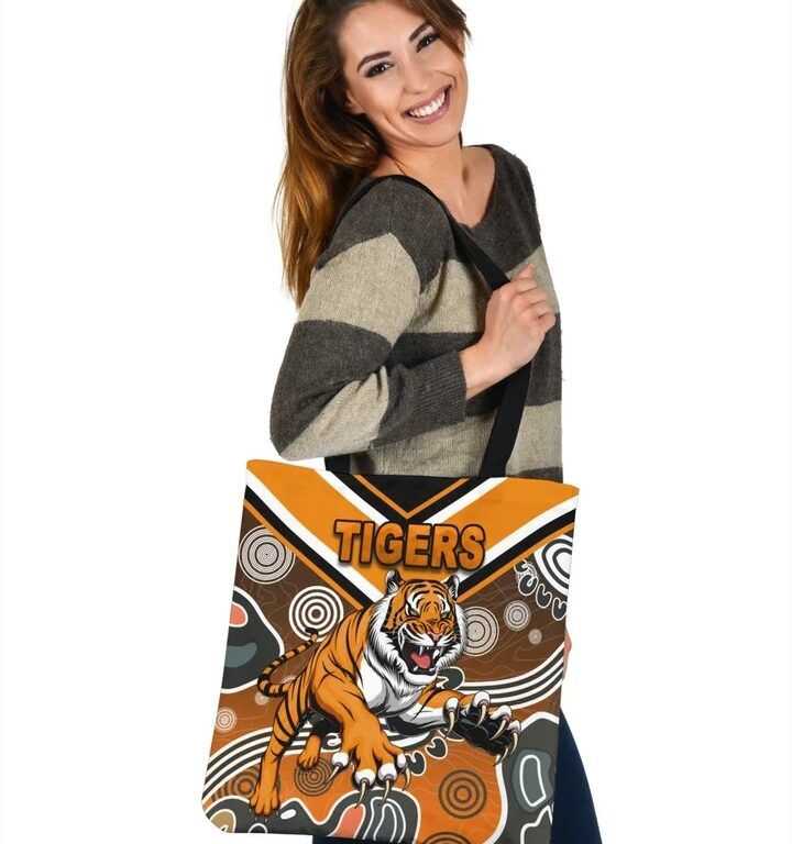 NRL Wests Tigers Orange Indigenous Tote Bag