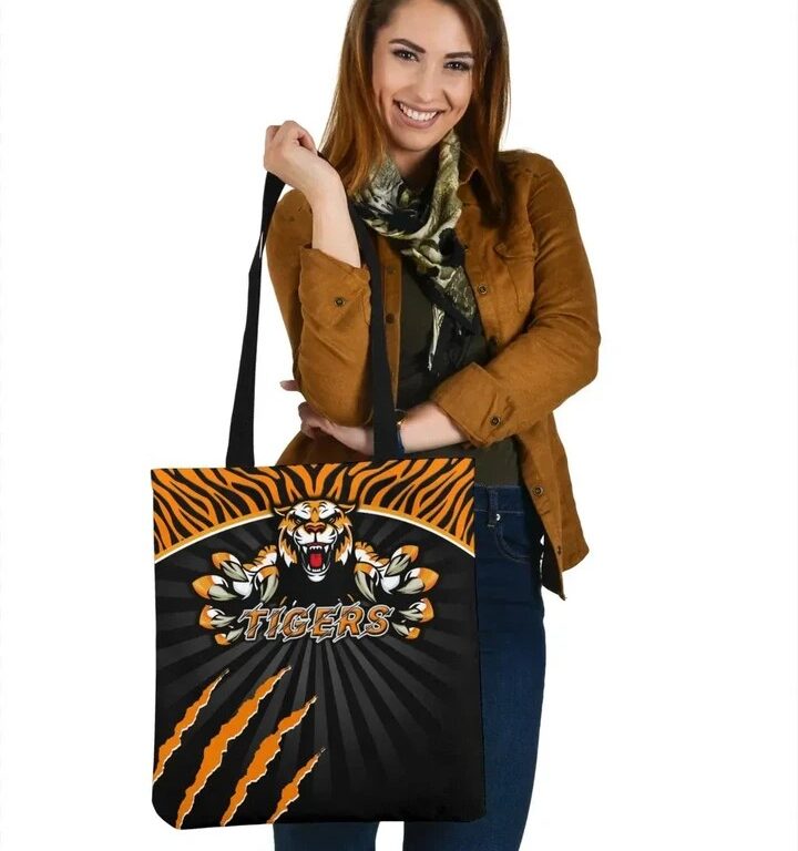 NRL Wests Tigers Black Orange Scratch Tote Bag