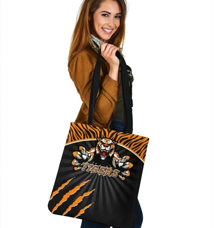 NRL Wests Tigers Black Orange Scratch Tote Bag