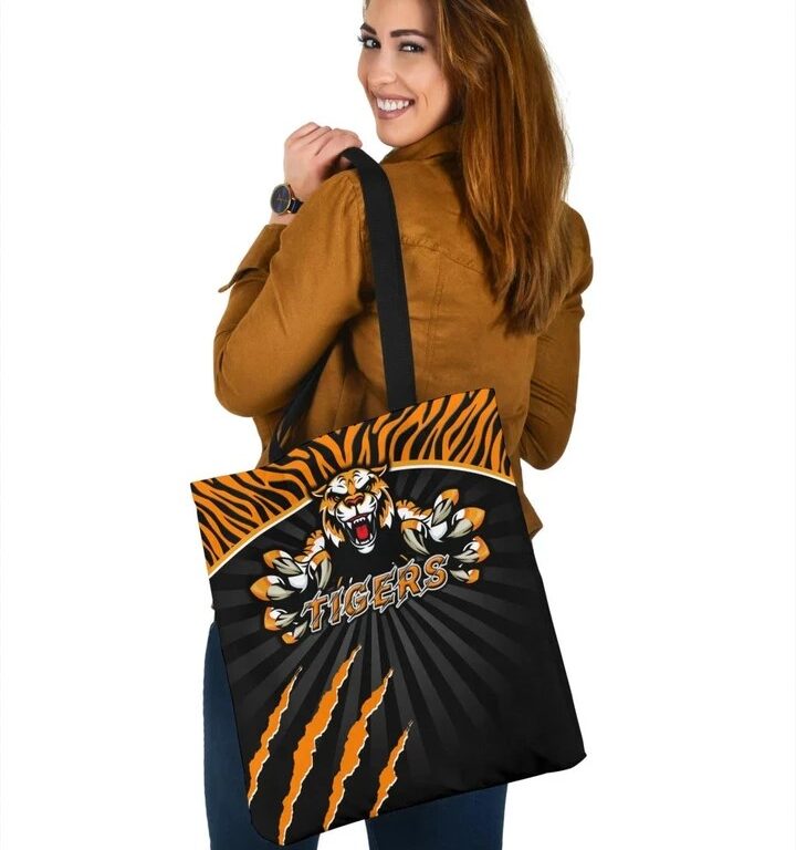 NRL Wests Tigers Black Orange Scratch Tote Bag