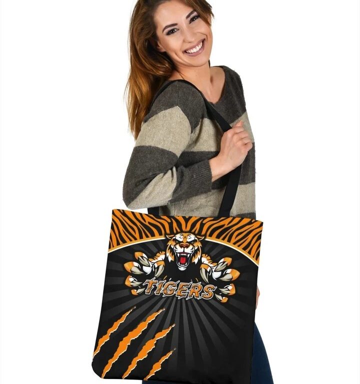 NRL Wests Tigers Black Orange Scratch Tote Bag