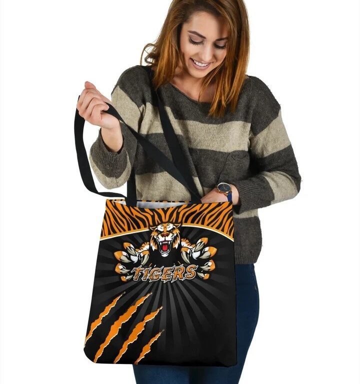NRL Wests Tigers Black Orange Scratch Tote Bag