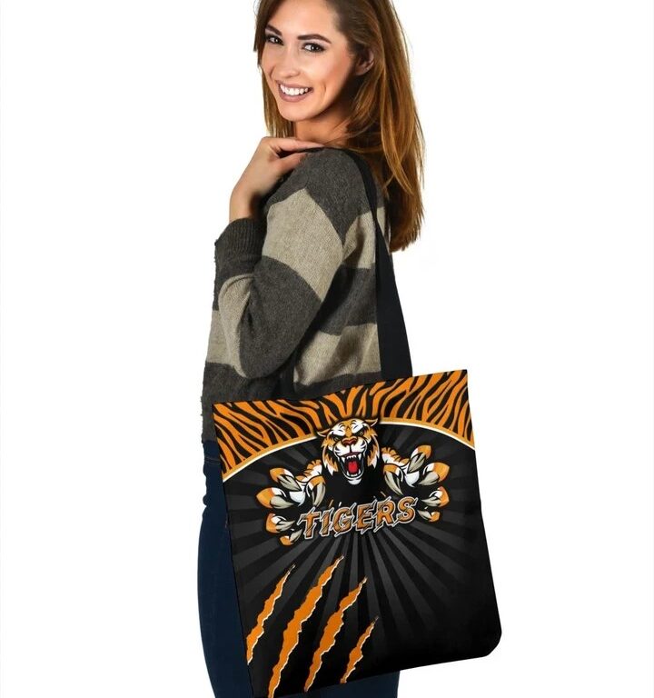 NRL Wests Tigers Black Orange Scratch Tote Bag