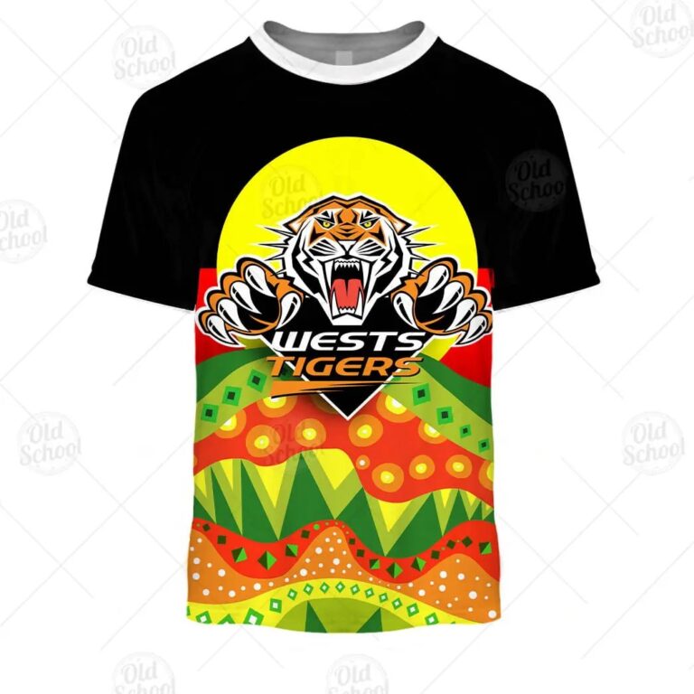 NRL Wests Tigers Dinky Di Lover Aboriginal Flag x Indigenous T-Shirt