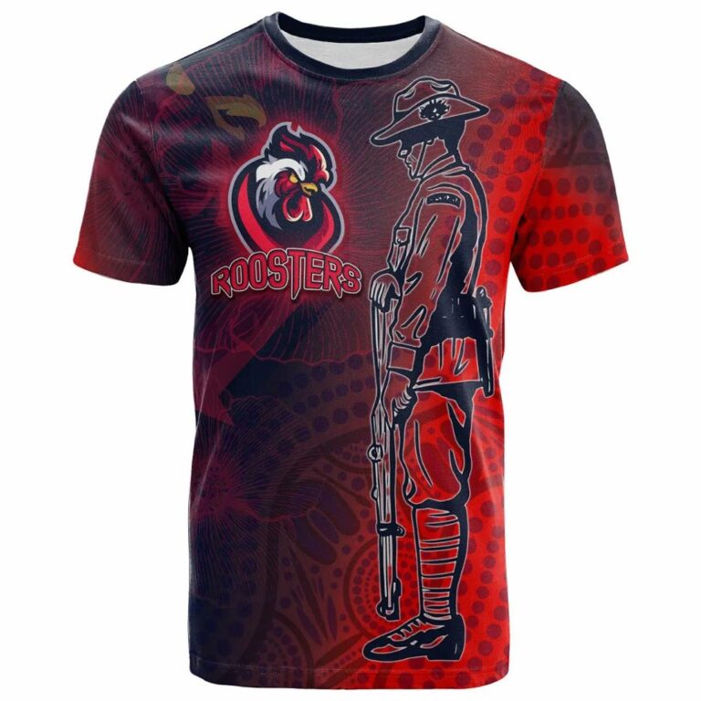 NRL Sydney Roosters Anzac Aboriginal Patterns T-Shirt