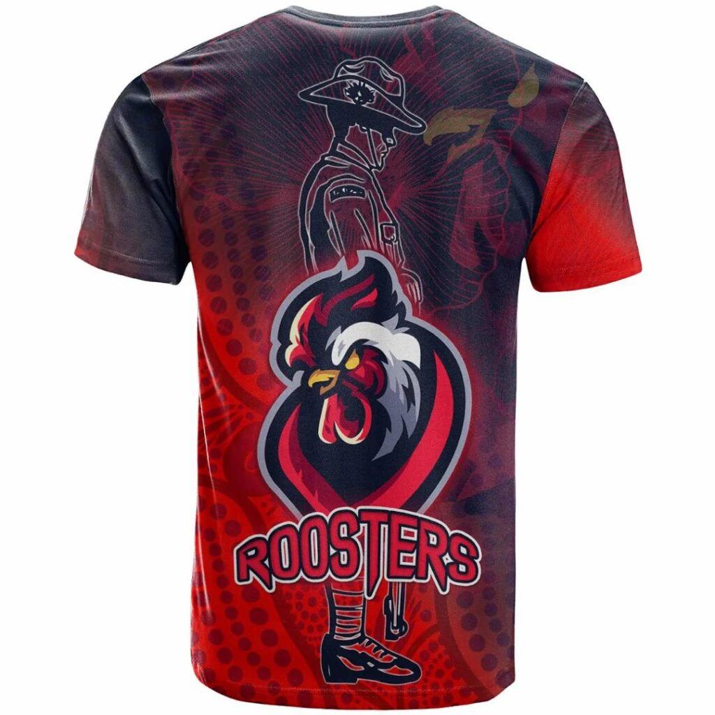 NRL Sydney Roosters Anzac Aboriginal Patterns T-Shirt