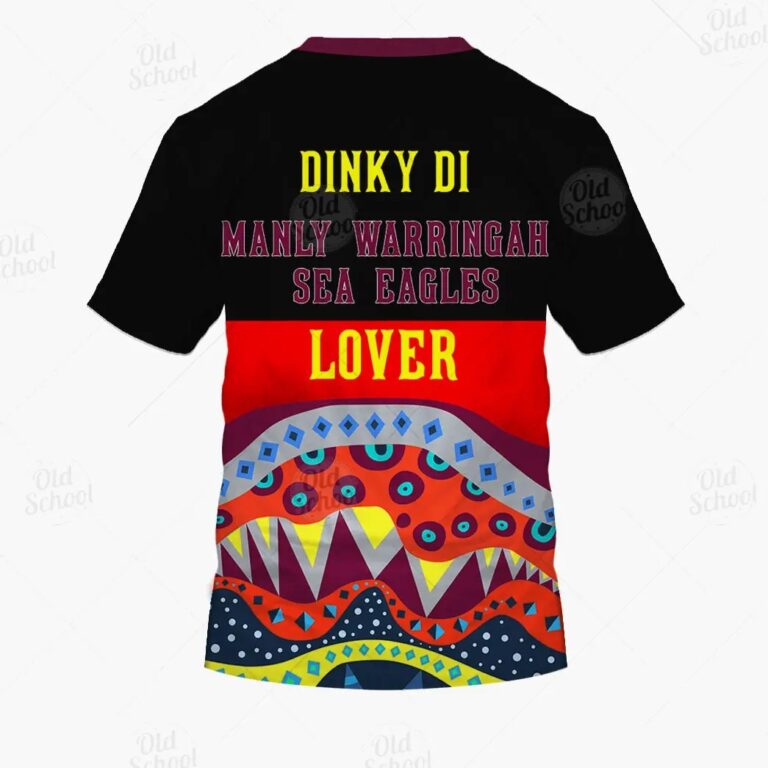 NRL Manly Warringah Sea Eagles Dinky Di Lover Aboriginal Flag x Indigenous T-Shirt