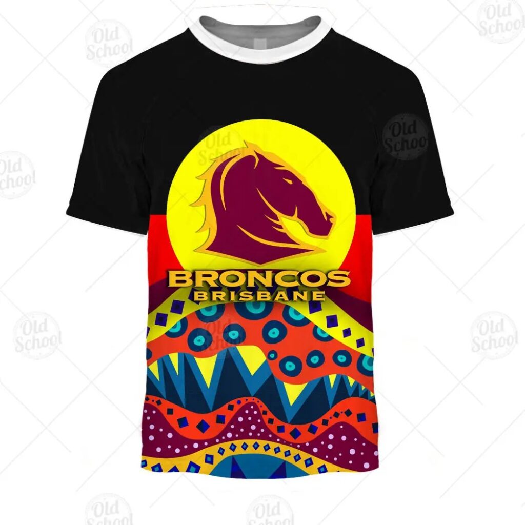 NRL Brisbane Broncos Dinky Di Lover Aboriginal Flag x Indigenous T-Shirt