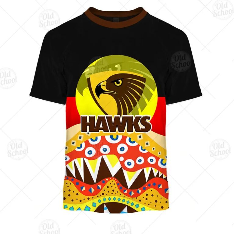 AFL Hawthorn Hawks Dinky Di Lover Aboriginal Flag x Indigenous T-Shirt