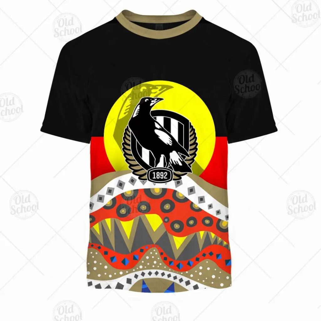 AFL Collingwood Magpies Dinky Di Lover Aboriginal Flag x Indigenous T-Shirt