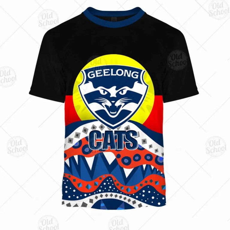AFL Geelong Cats Dinky Di Lover Aboriginal Flag x Indigenous T-Shirt