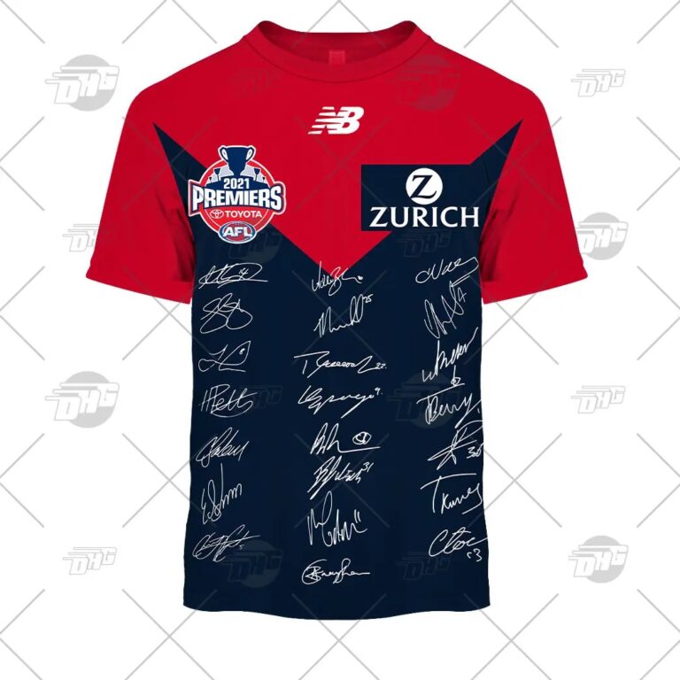 AFL Melbourne Demons 2021 Premiers Guernsey Team Signatures T-Shirt