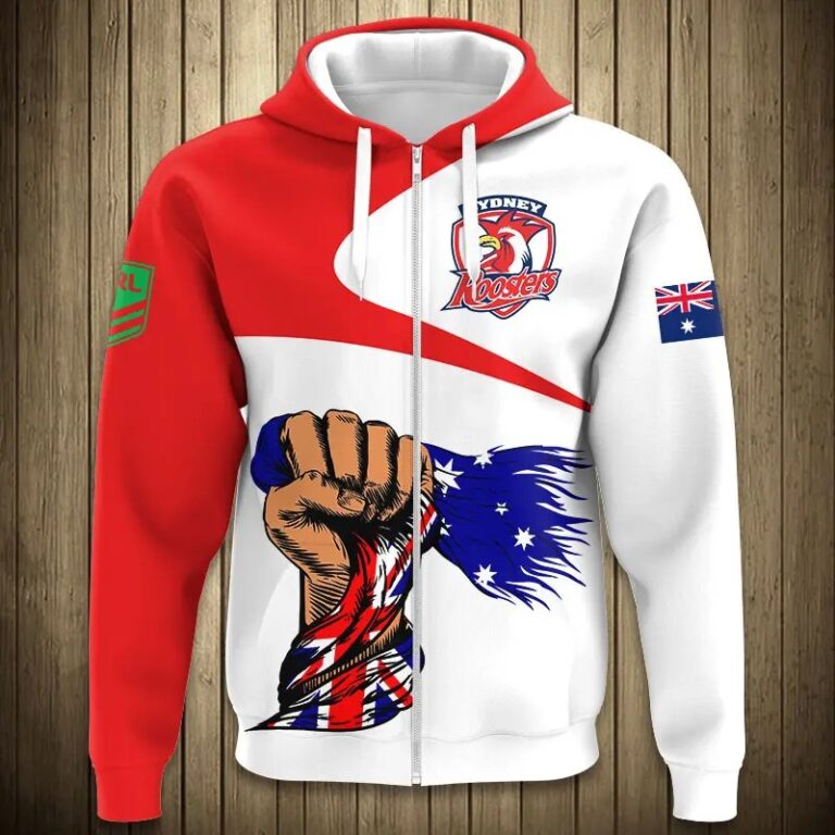 NRL Sydney Roosters Australian Flag Zip Up Hoodie