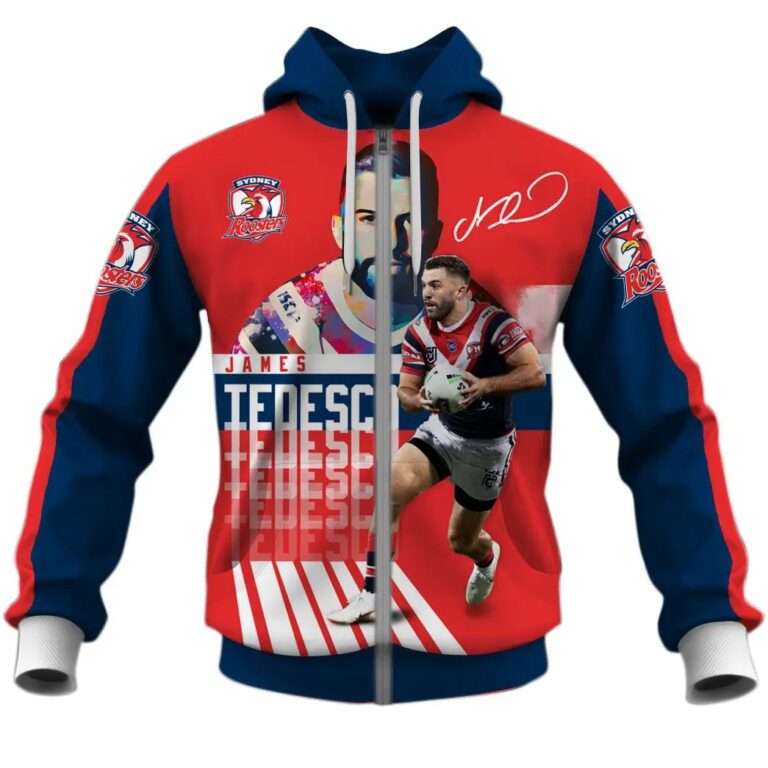 NRL Sydney Roosters James Tedesco Zip Up Hoodie