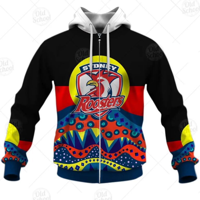 NRL Sydney Roosters Dinky Di Lover Aboriginal Flag x Indigenous Zip Up Hoodie