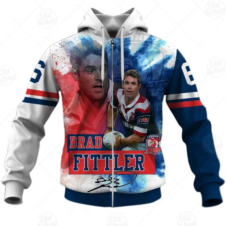 NRL Sydney Roosters Legend Brad Fittle Zip Up Hoodie