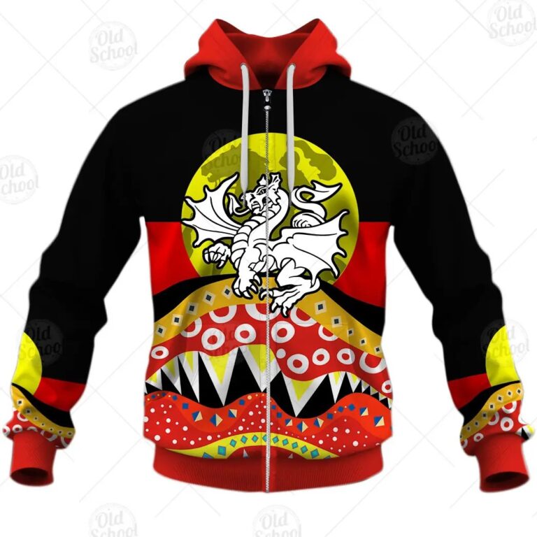 NRL St. George Illawarra Dragons Dinky Di Lover Aboriginal Flag x Indigenous Zip Up Hoodie