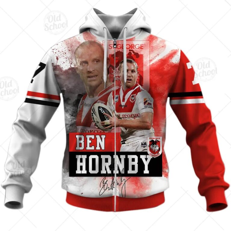 NRL St. George Illawarra Dragons Ben Hornby Zip Up Hoodie T52 STYLE