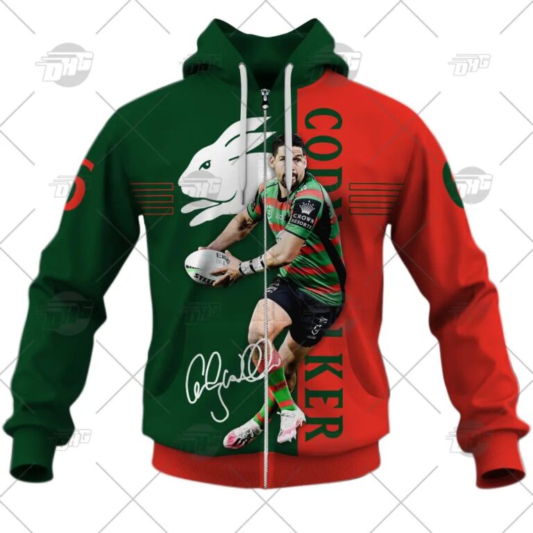 NRL South Sydney Rabbitohs Cody Walker Elite Player Zip Up Hoodie STYLE T17