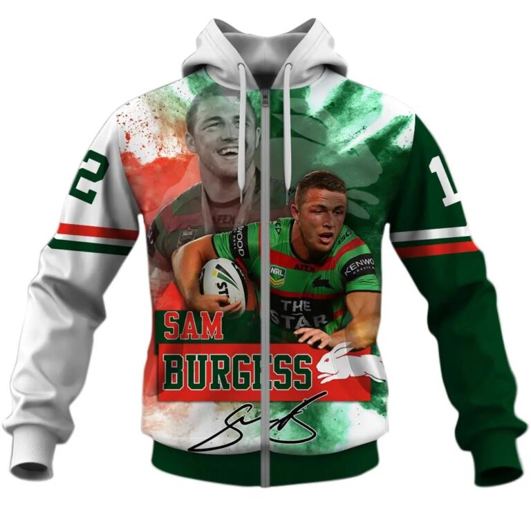 NRL South Sydney Rabbitohs Sam Burgess Zip Up Hoodie