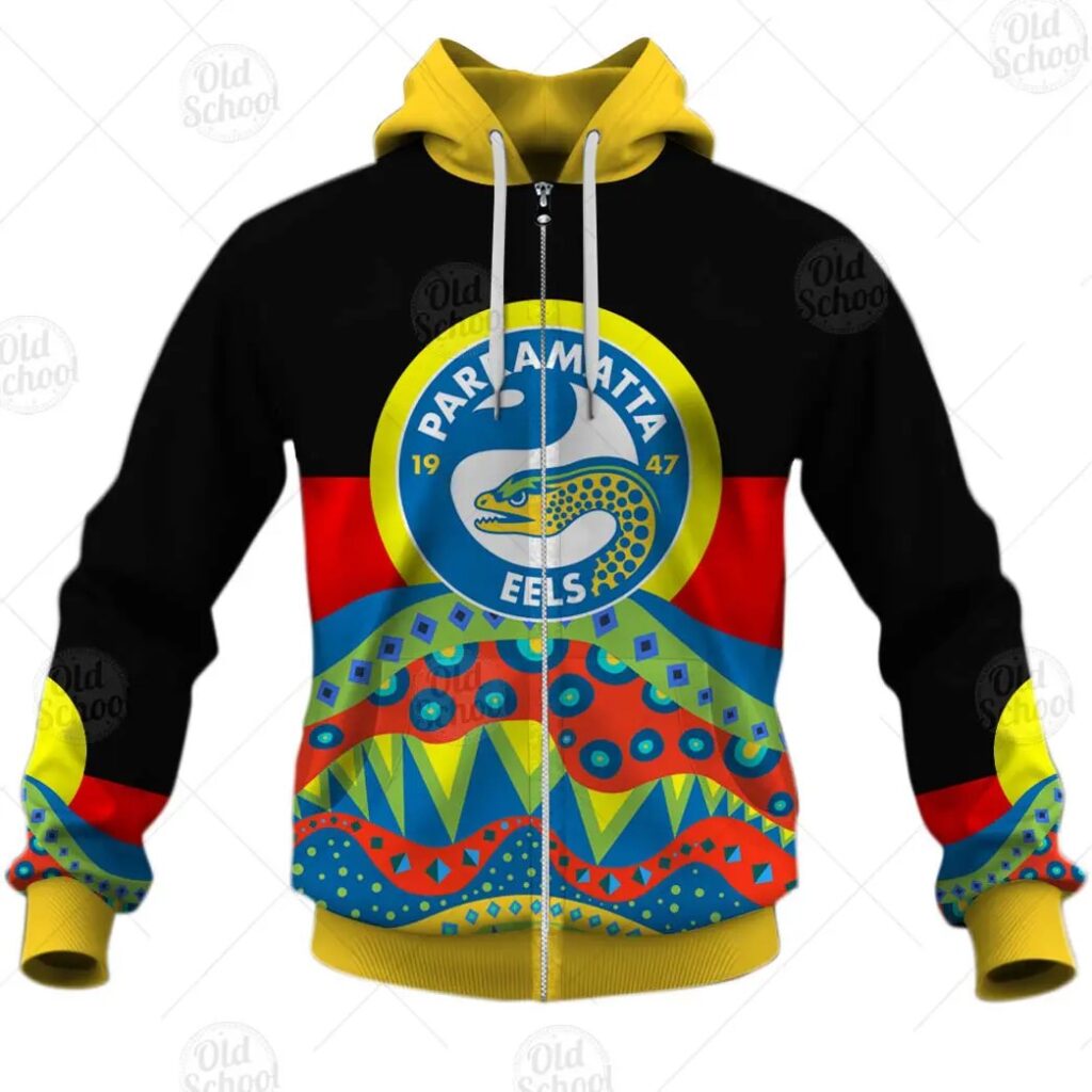 NRL Parramatta Eels Dinky Di Lover Aboriginal Flag x Indigenous Zip Up Hoodie