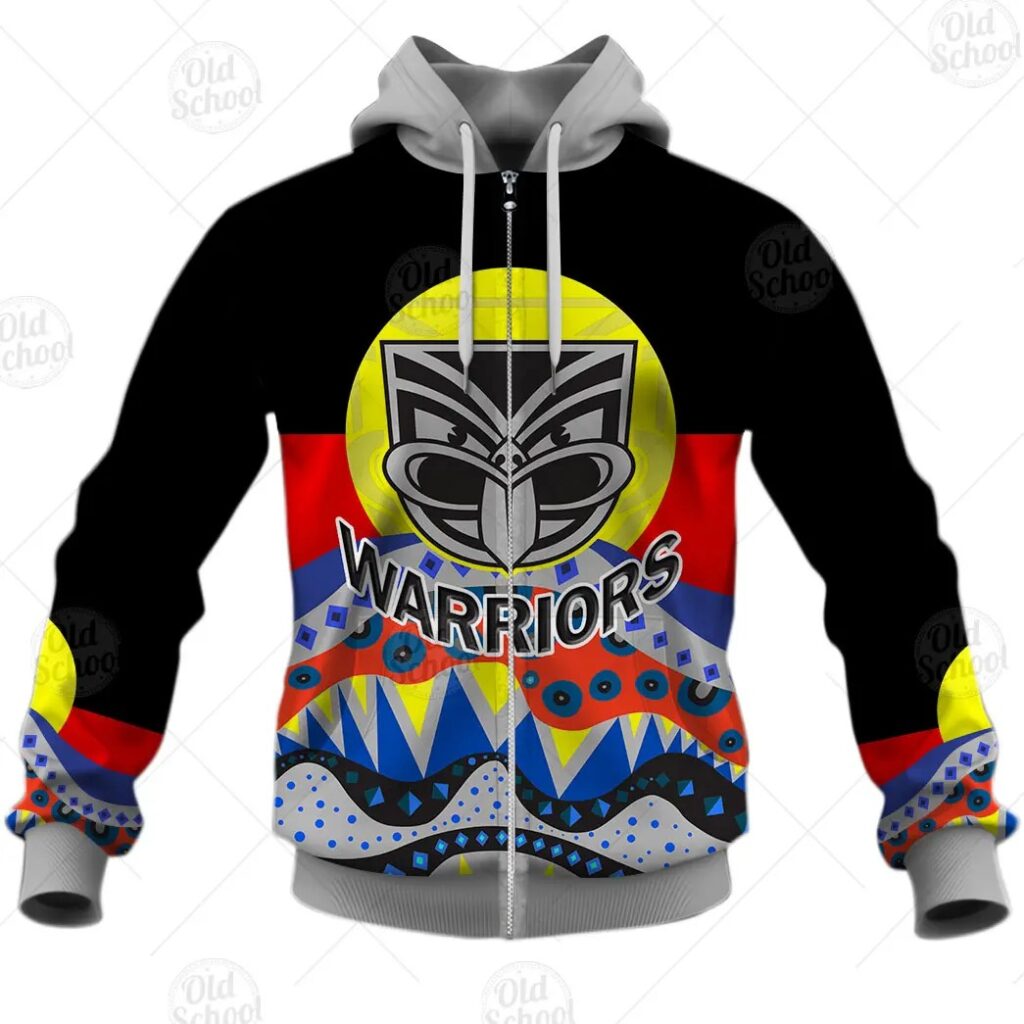 NRL New Zealand Warriors Dinky Di Lover Aboriginal Flag x Indigenous Zip Up Hoodie