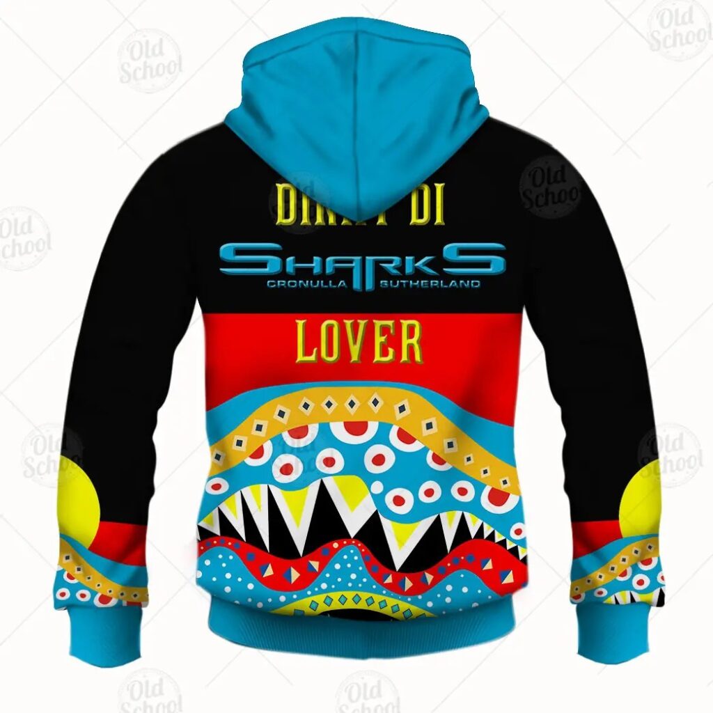 NRL Cronulla-Sutherland Sharks Dinky Di Lover Aboriginal Flag x Indigenous Zip Up Hoodie