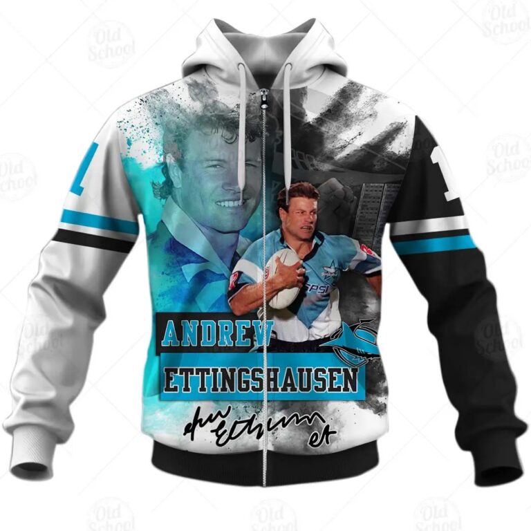 NRL Cronulla-Sutherland Sharks Andrew Ettingshausen Zip Up Hoodie